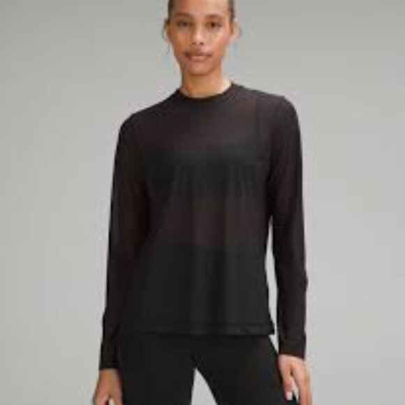 Lululemon athletica Keyhole Mesh Long-Sleeve gray  Shirt size M/L - Picture 3 of 7